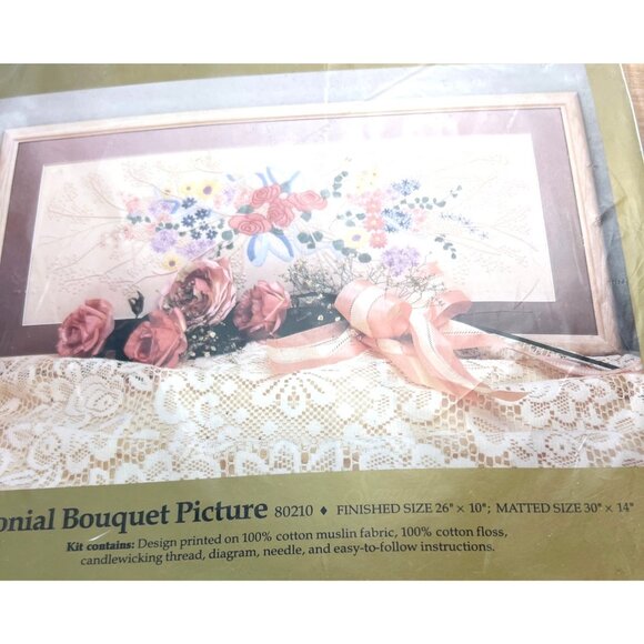 Colonial Bouquet Candlewicking Kit 80210 26" X 10" 100% Cotton Thread/Fabric & I - Picture 3 of 4